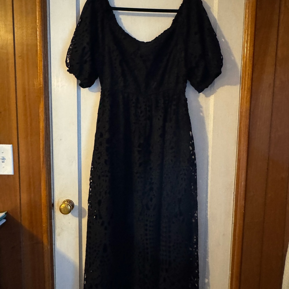 EUC Bohme “Devon” Eyelet Lace Maxi Dress in Black - Picture 5 of 8
